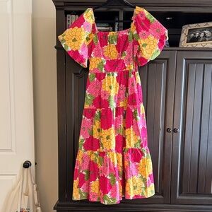 Floral Puff-Sleeve Tiered Dress EUC Baltic Born